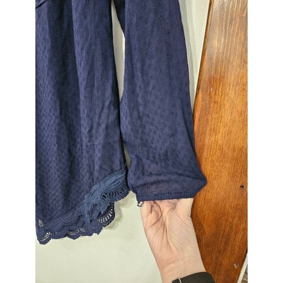 Kori America Blue Long Sleeve Peasant Top Off the Shoulder Womens Sz Small Boho - Picture 4 of 7